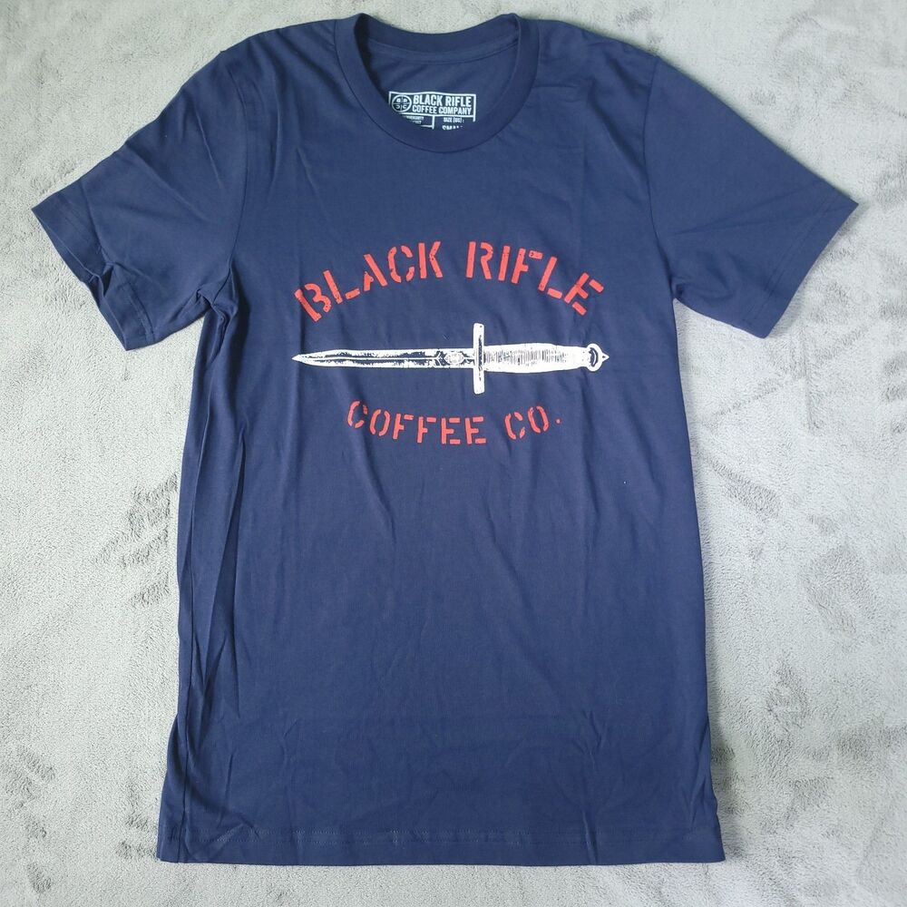 Black Rifle Coffee Company TShirt Mens Blue Red Size Small Knife Graphic Print